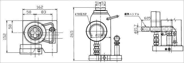 MH-15P帶壓力表千斤頂尺寸