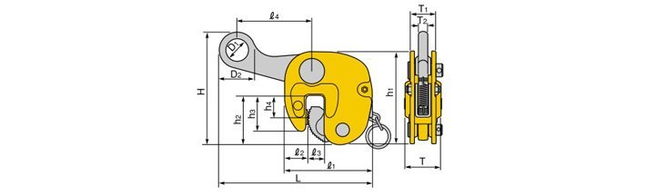 世霸HKC豎吊鋼板吊具尺寸圖